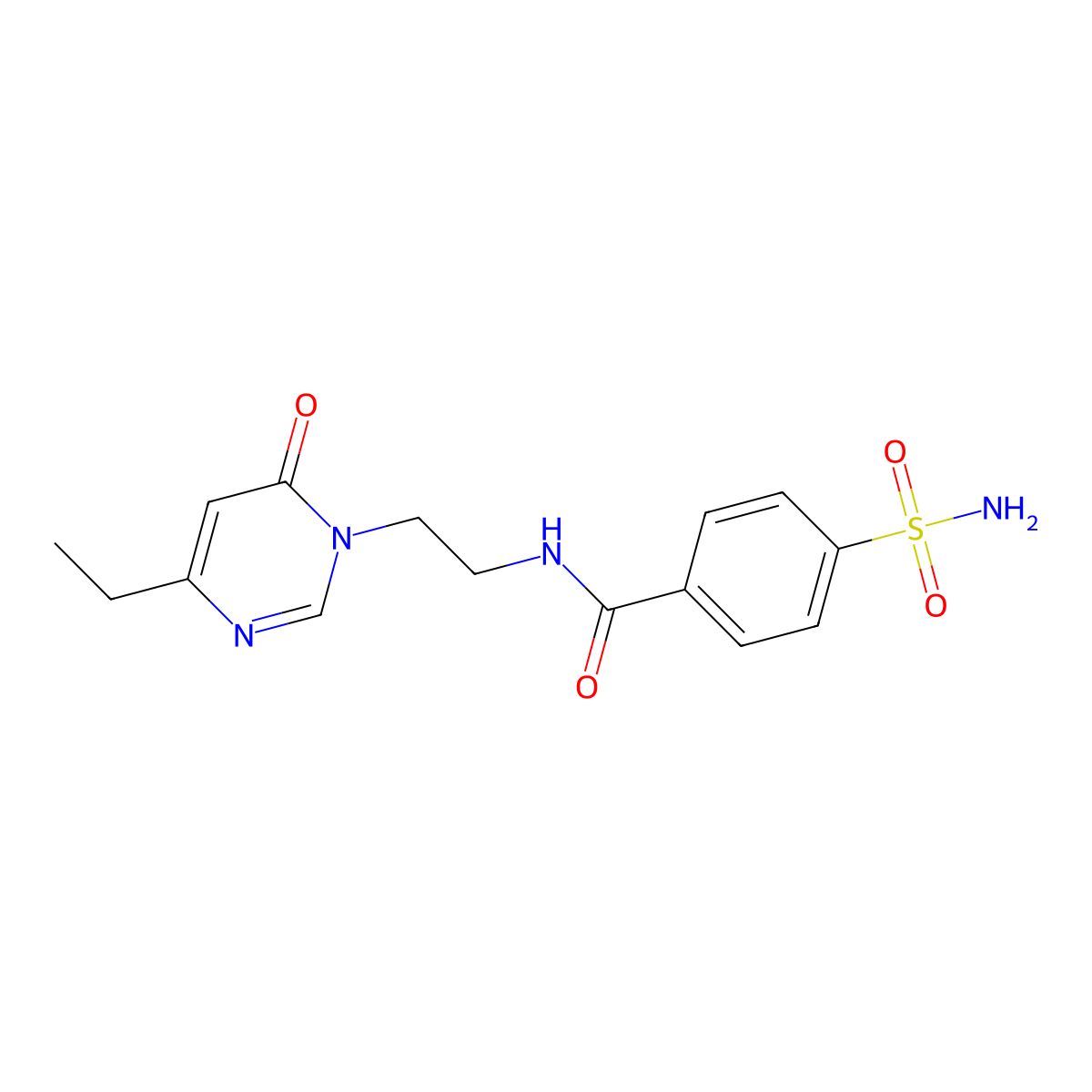 N-(2-(4-ethyl-6-oxopyrimidin-1(6H)-yl)ethyl)-4-sulfamoylbenzamide molecular structure, CAS 1396856-63-5