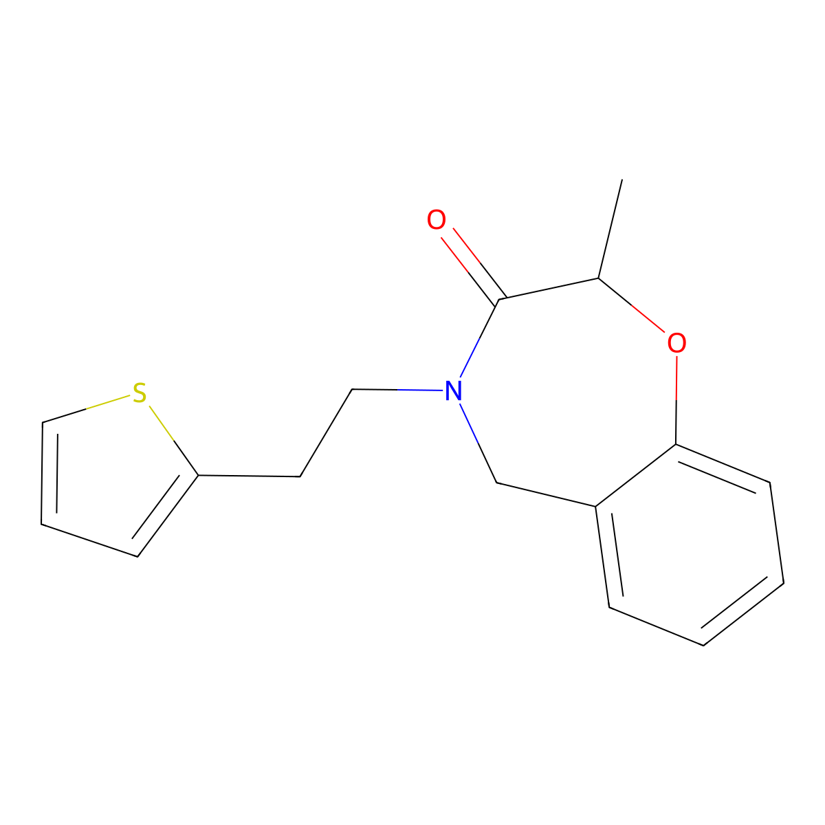 2-methyl-4-(2-(thiophen-2-yl)ethyl)-4,5-dihydrobenzo[f][1,4]oxazepin-3(2H)-one molecular structure, CAS 1396856-65-7