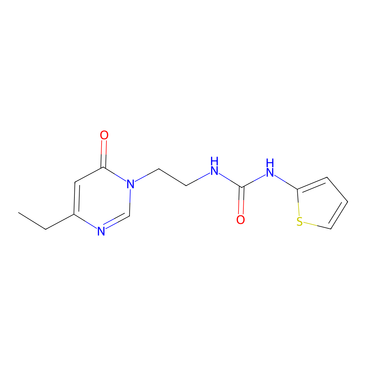 1-(2-(4-ethyl-6-oxopyrimidin-1(6H)-yl)ethyl)-3-(thiophen-2-yl)urea molecular structure, CAS 1396856-66-8