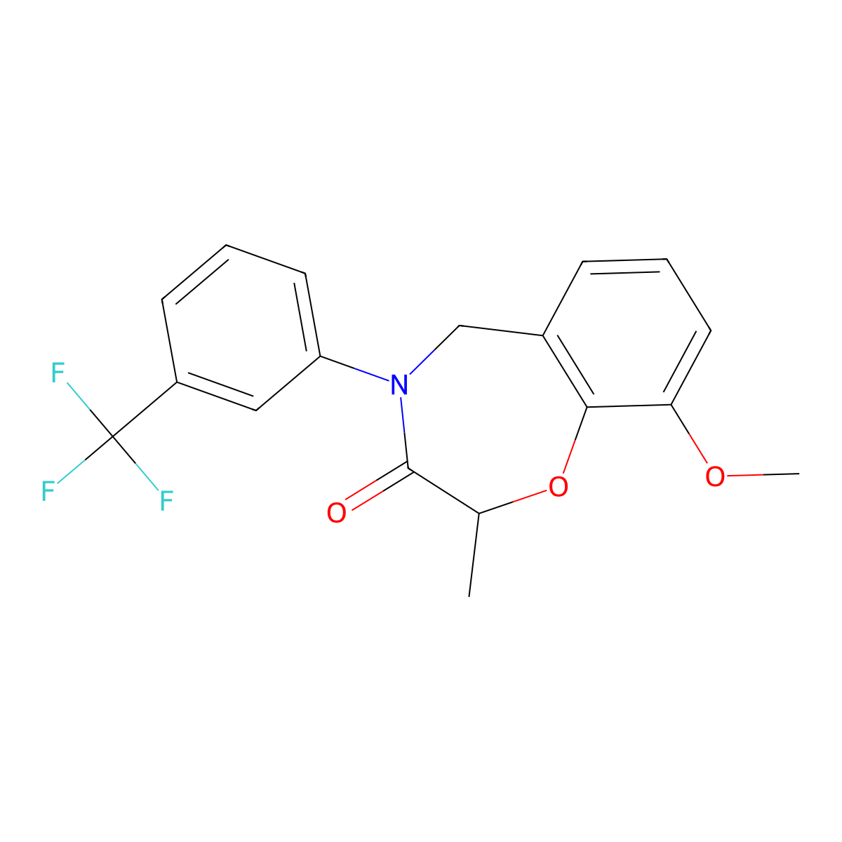 9-Methoxy-2-methyl-4-[3-(trifluoromethyl)phenyl]-2,3,4,5-tetrahydro-1,4-benzoxazepin-3-one molecular structure, CAS 1396856-69-1