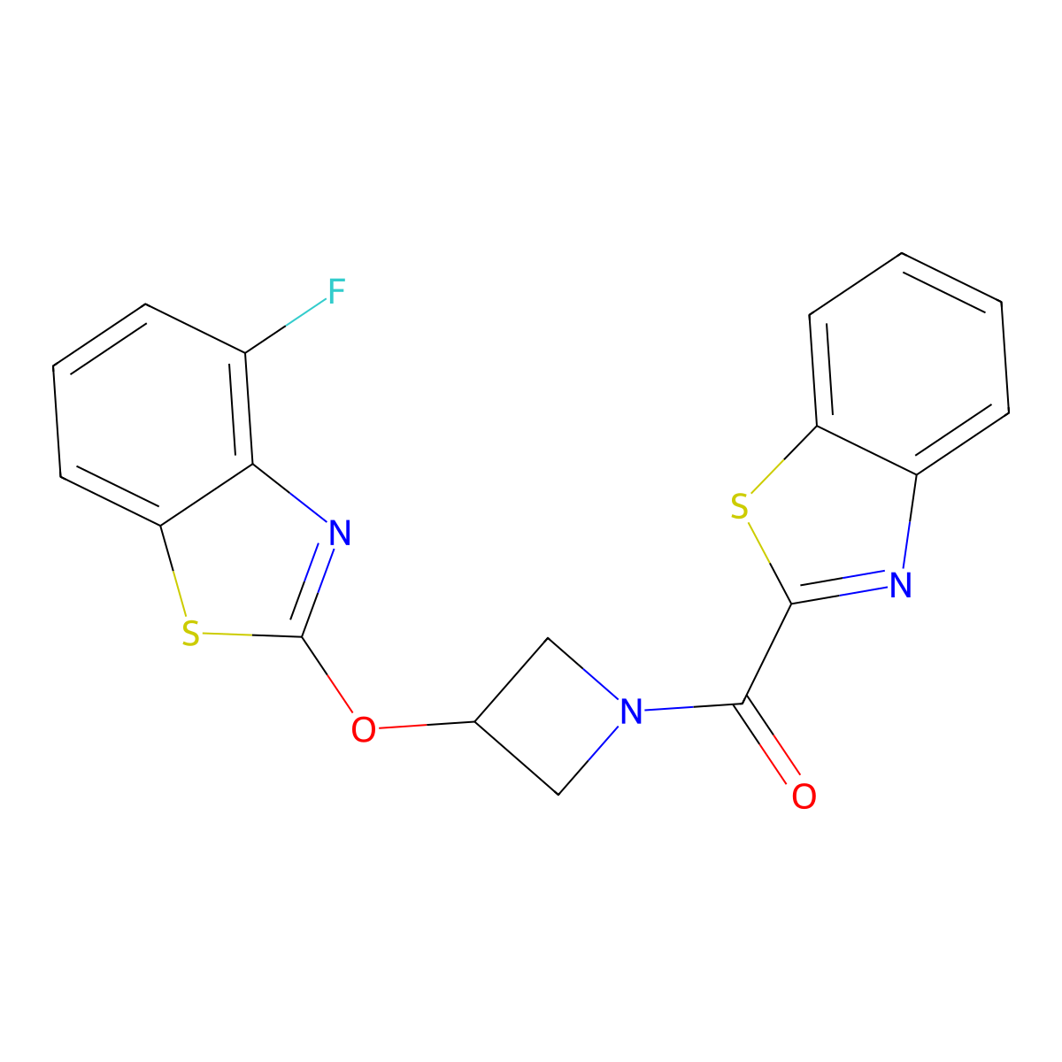 Benzo[d]thiazol-2-yl(3-((4-fluorobenzo[d]thiazol-2-yl)oxy)azetidin-1-yl)methanone molecular structure, CAS 1396856-75-9