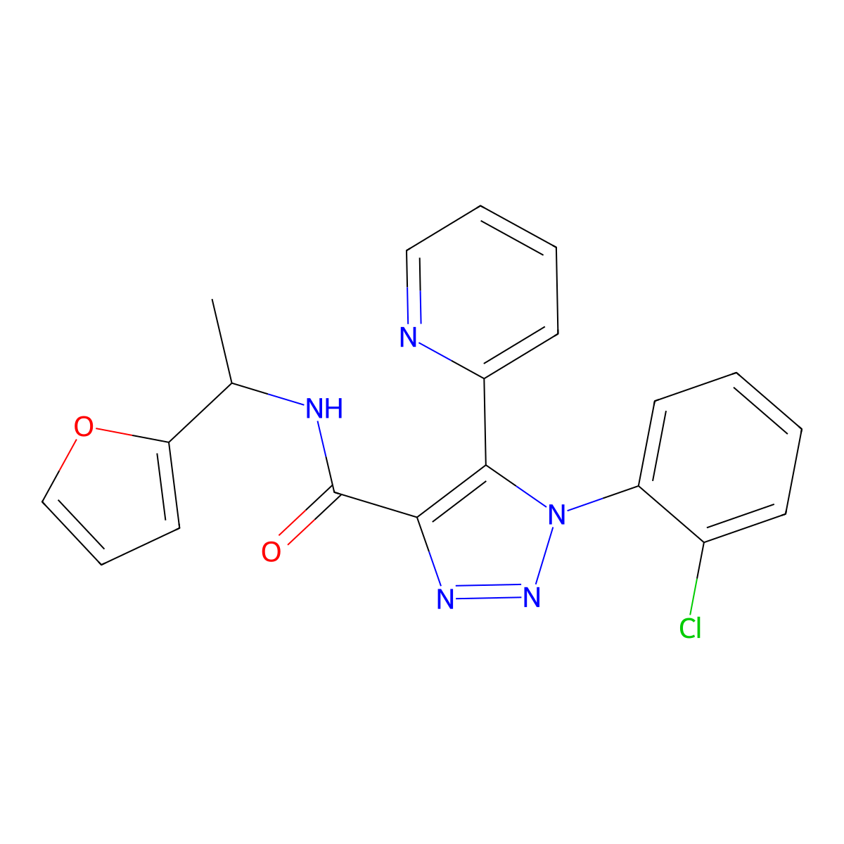 1-(2-chlorophenyl)-N-[1-(2-furyl)ethyl]-5-pyridin-2-yl-1H-1,2,3-triazole-4-carboxamide molecular structure, CAS 1396856-78-2