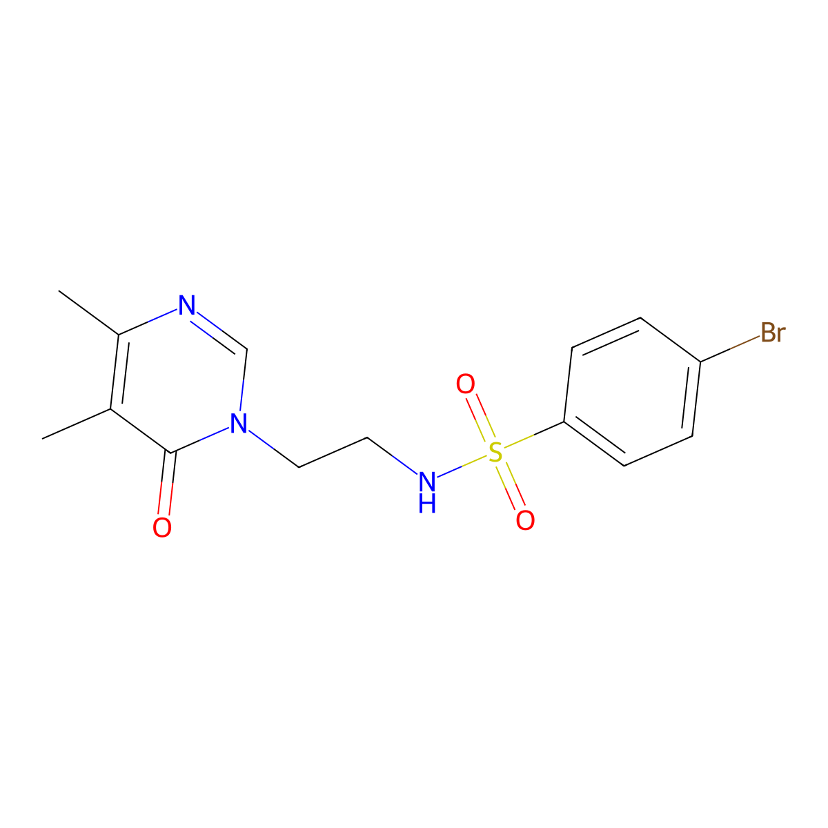 4-bromo-N-(2-(4,5-dimethyl-6-oxopyrimidin-1(6H)-yl)ethyl)benzenesulfonamide molecular structure, CAS 1396856-80-6