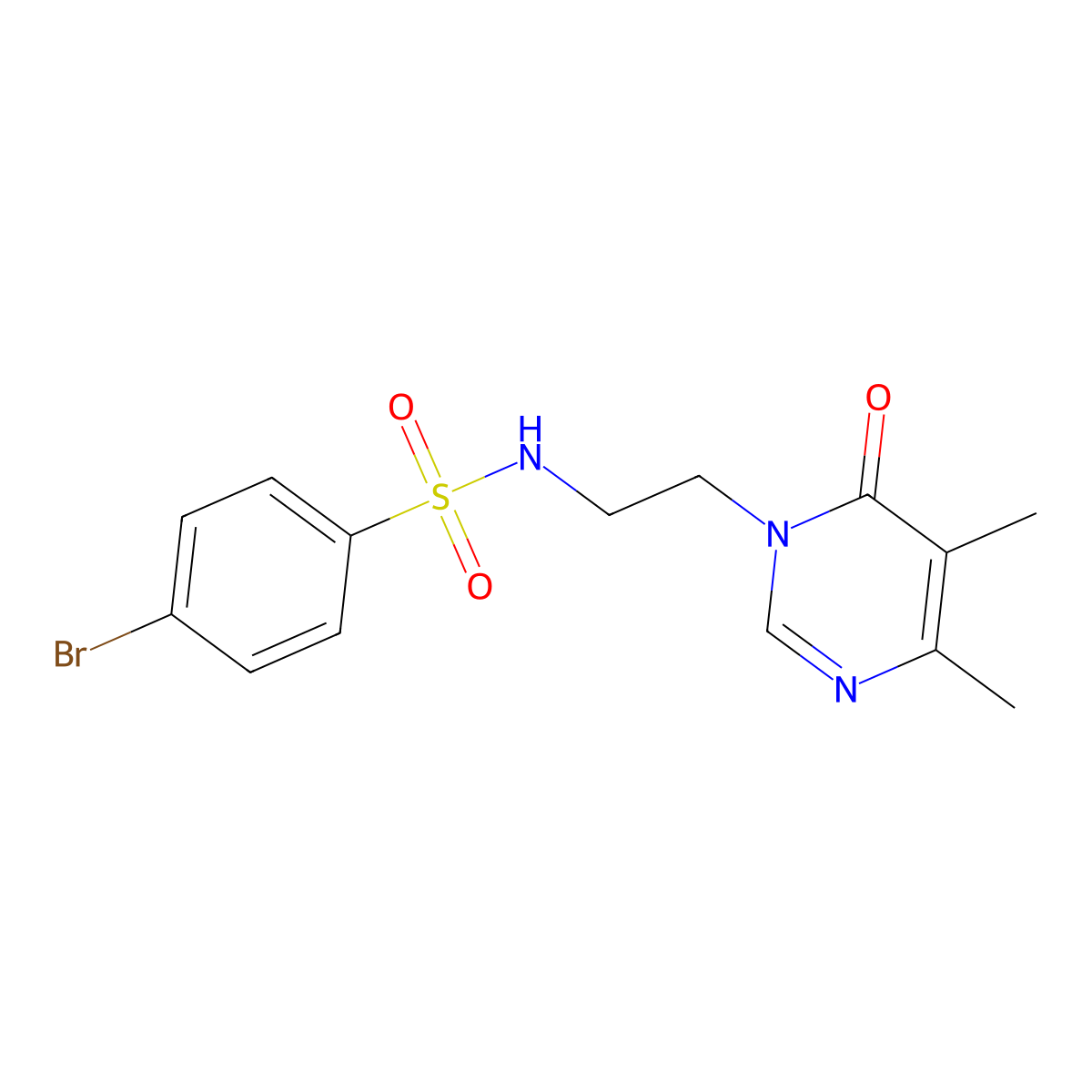 4-bromo-N-(2-(4,5-dimethyl-6-oxopyrimidin-1(6H)-yl)ethyl)benzenesulfonamide molecular structure, CAS 1396856-80-6