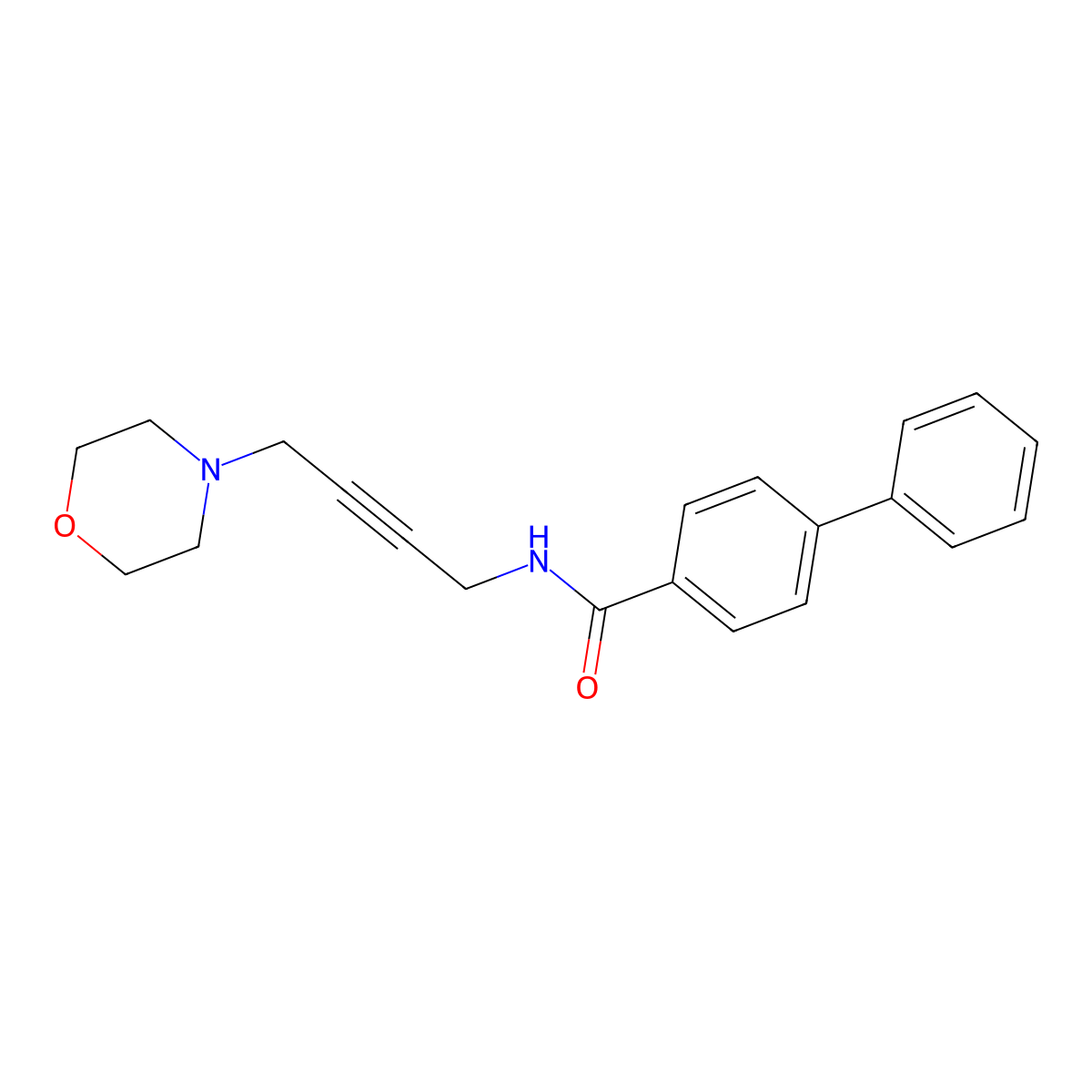 N-(4-morpholinobut-2-yn-1-yl)-[1,1'-biphenyl]-4-carboxamide molecular structure, CAS 1396856-81-7