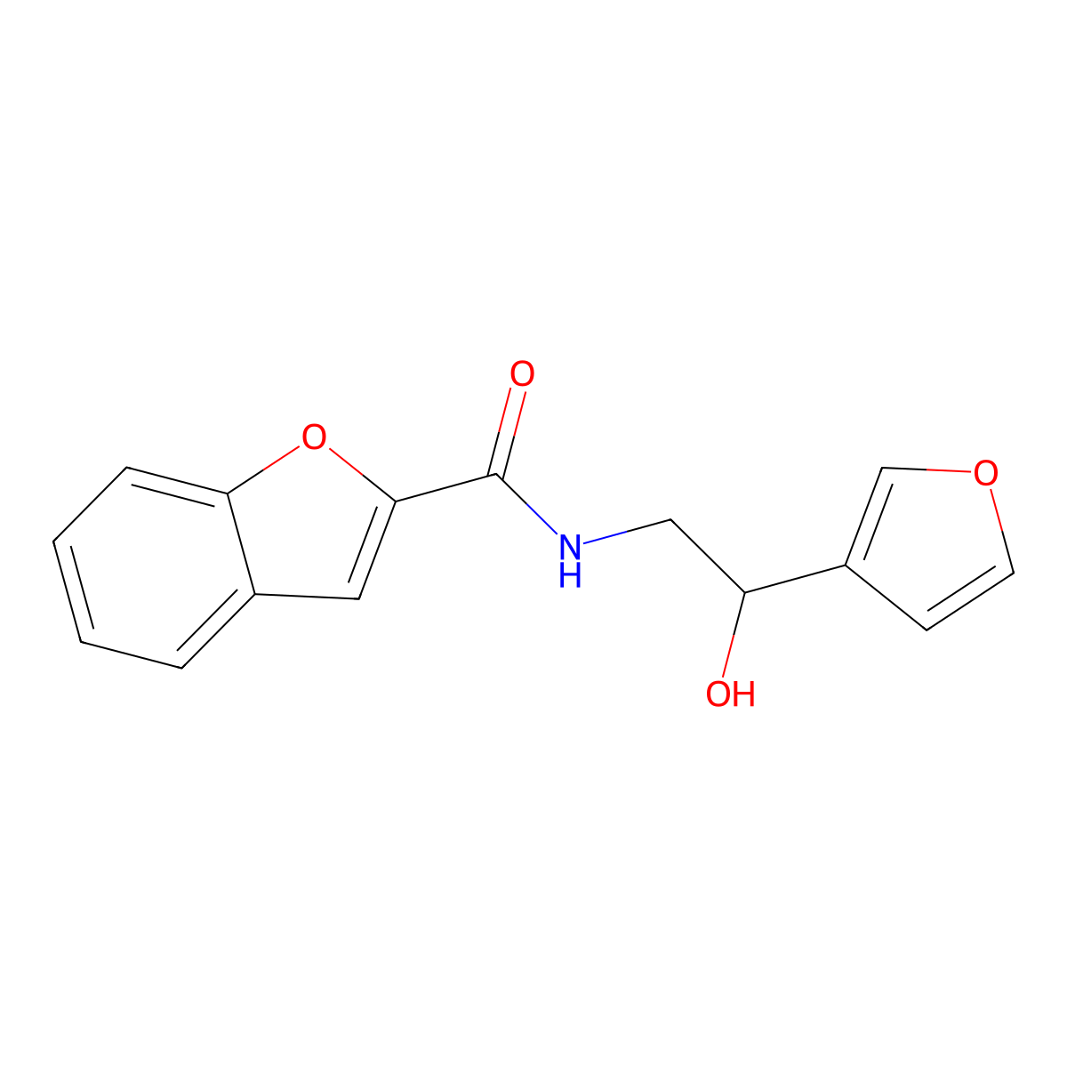N-(2-(furan-3-yl)-2-hydroxyethyl)benzofuran-2-carboxamide molecular structure, CAS 1396856-88-4