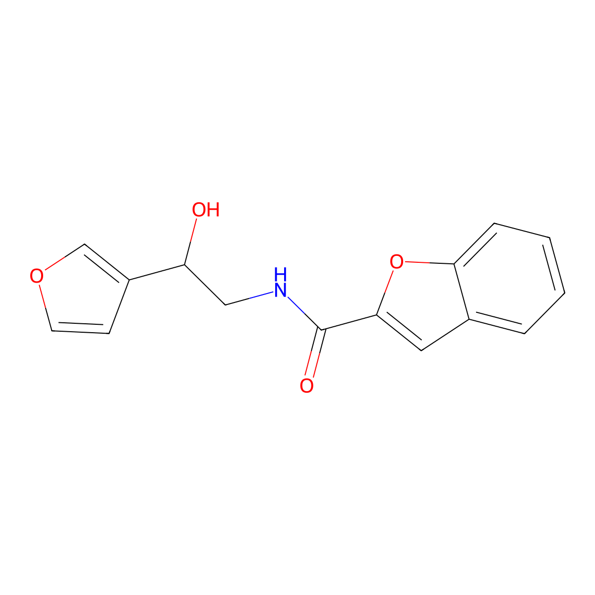 N-(2-(furan-3-yl)-2-hydroxyethyl)benzofuran-2-carboxamide molecular structure, CAS 1396856-88-4