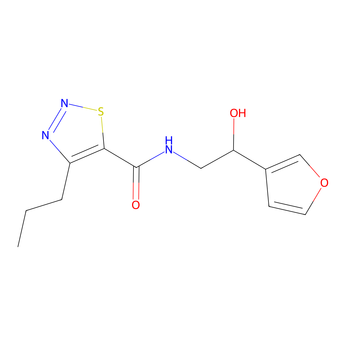 N-(2-(furan-3-yl)-2-hydroxyethyl)-4-propyl-1,2,3-thiadiazole-5-carboxamide molecular structure, CAS 1396856-93-1