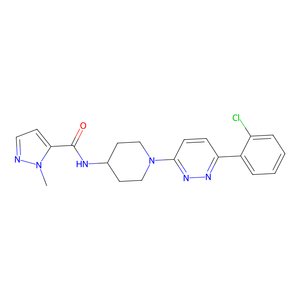 N-{1-[6-(2-chlorophenyl)pyridazin-3-yl]piperidin-4-yl}-1-methyl-1H-pyrazole-5-carboxamide molecular structure, CAS 1396856-94-2