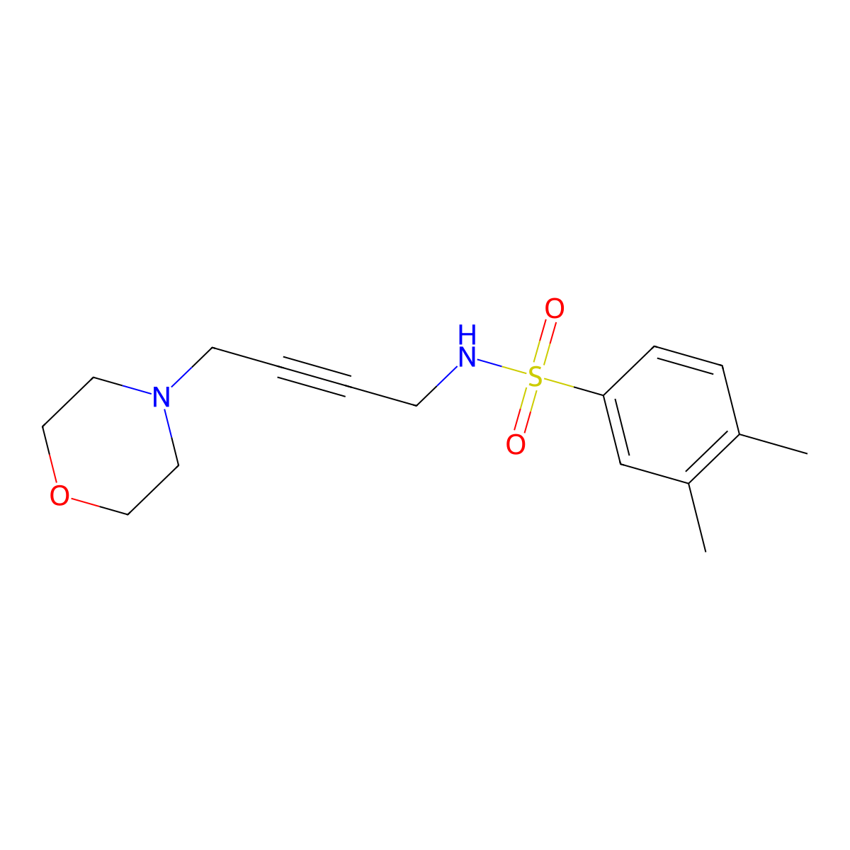 3,4-dimethyl-N-(4-morpholinobut-2-yn-1-yl)benzenesulfonamide molecular structure, CAS 1396856-95-3