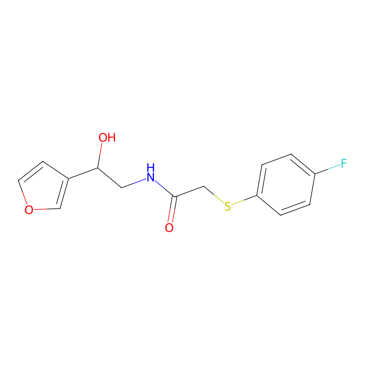 2-((4-fluorophenyl)thio)-N-(2-(furan-3-yl)-2-hydroxyethyl)acetamide molecular structure, CAS 1396856-96-4