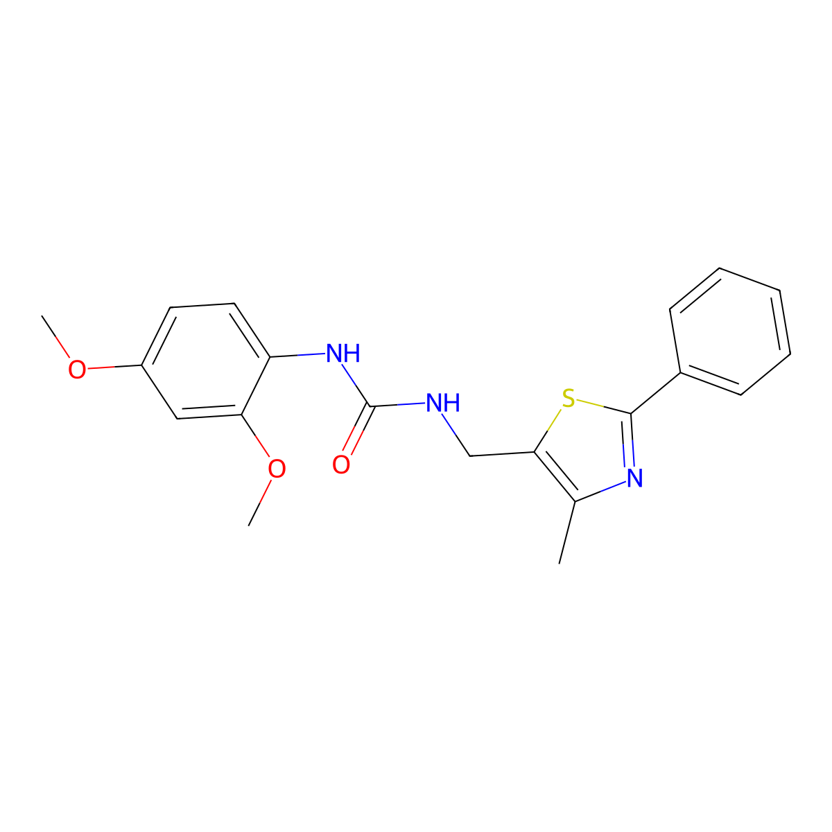 1-(2,4-Dimethoxyphenyl)-3-((4-methyl-2-phenylthiazol-5-yl)methyl)urea molecular structure, CAS 1396856-97-5