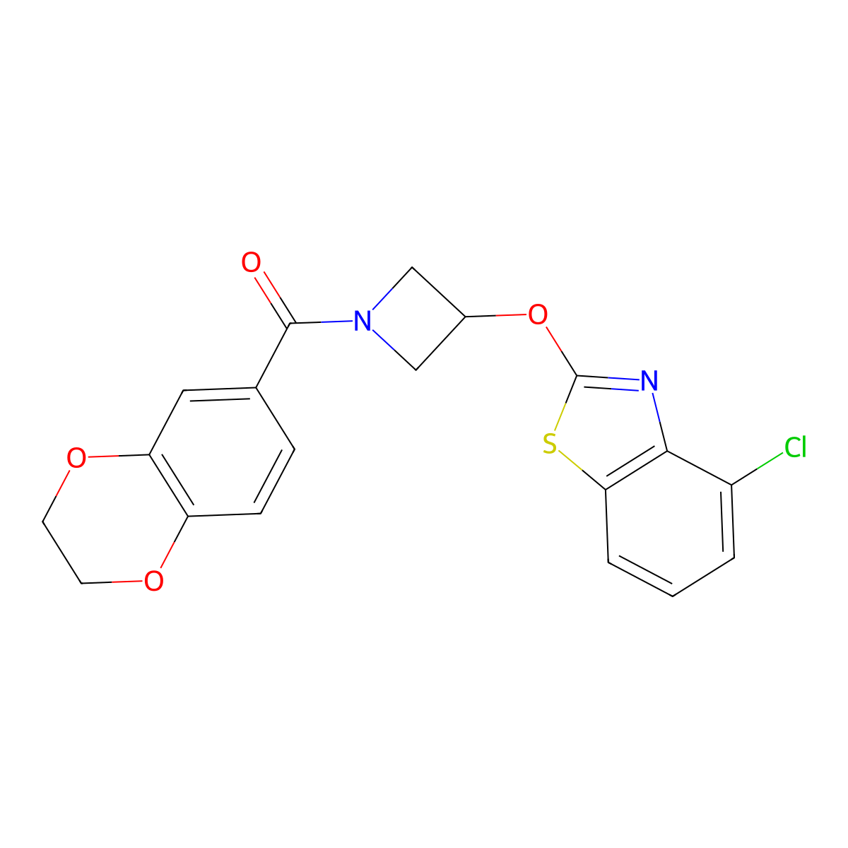 (3-((4-Chlorobenzo[d]thiazol-2-yl)oxy)azetidin-1-yl)(2,3-dihydrobenzo[b][1,4]dioxin-6-yl)methanone molecular structure, CAS 1396856-98-6
