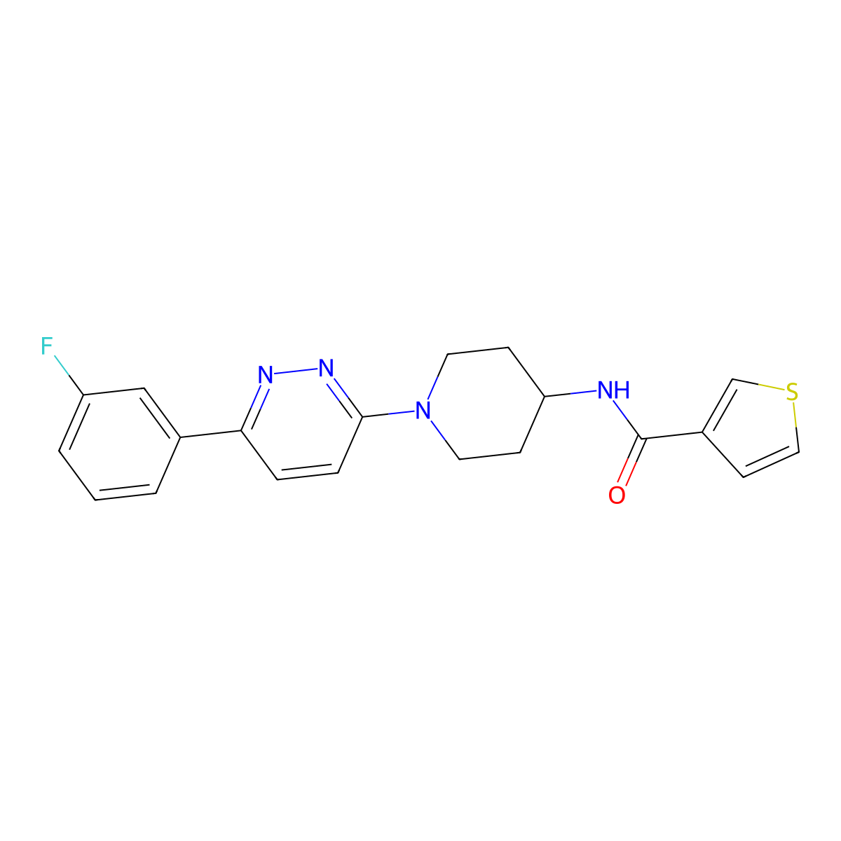 N-{1-[6-(3-fluorophenyl)pyridazin-3-yl]piperidin-4-yl}thiophene-3-carboxamide molecular structure, CAS 1396856-99-7