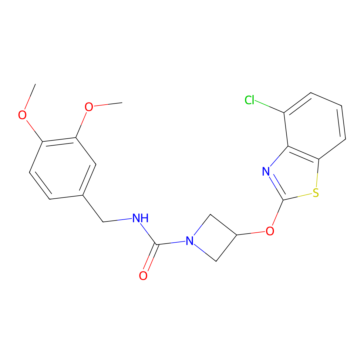 3-((4-chlorobenzo[d]thiazol-2-yl)oxy)-N-(3,4-dimethoxybenzyl)azetidine-1-carboxamide molecular structure, CAS 1396857-03-6