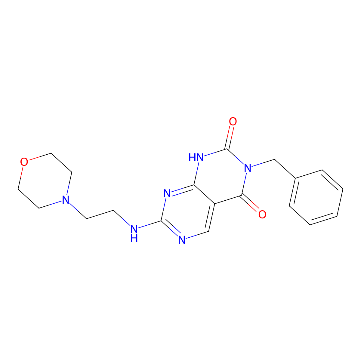3-benzyl-7-[(2-morpholin-4-ylethyl)amino]pyrimido[4,5-d]pyrimidine-2,4(1H,3H)-dione molecular structure, CAS 1396857-11-6