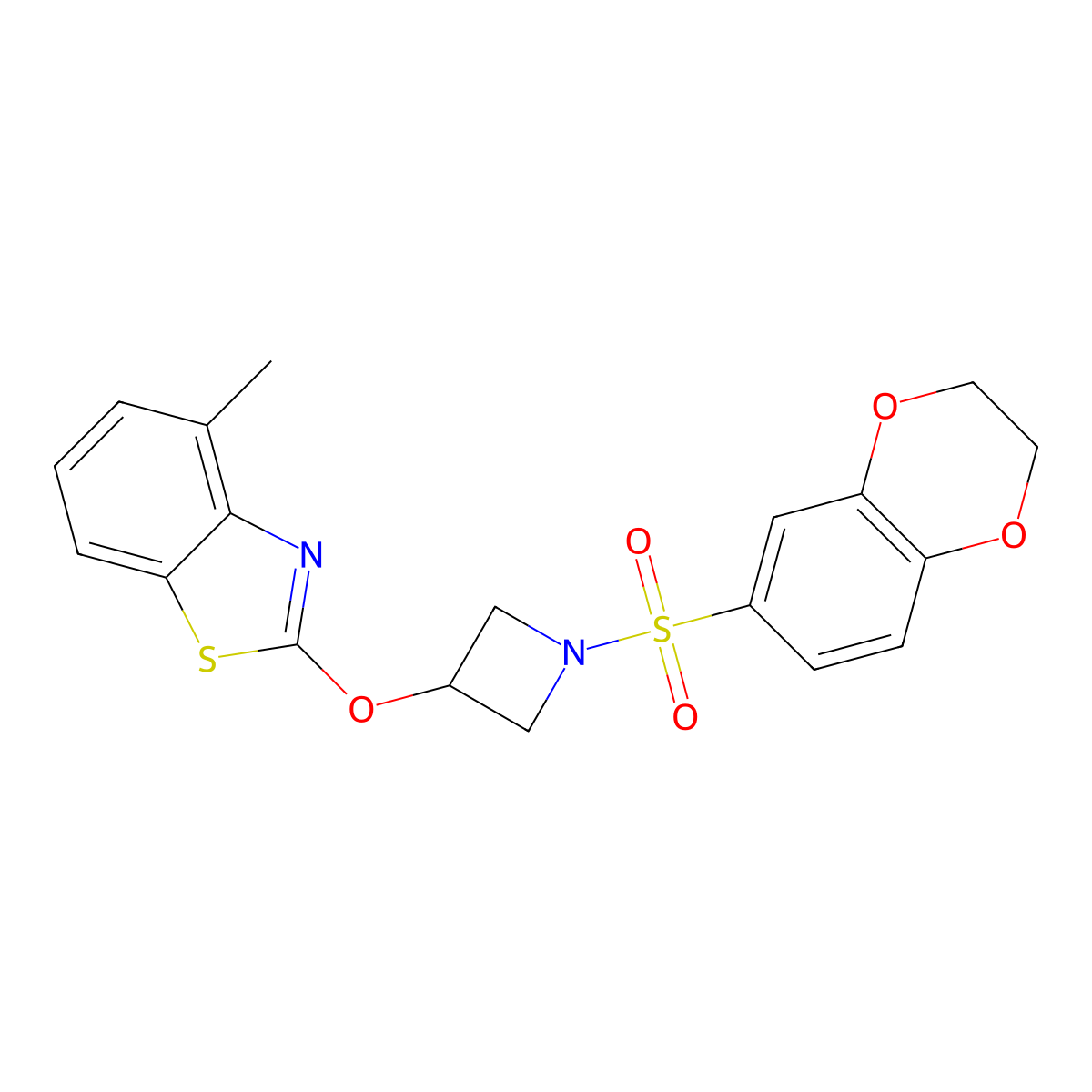 2-((1-((2,3-Dihydrobenzo[b][1,4]dioxin-6-yl)sulfonyl)azetidin-3-yl)oxy)-4-methylbenzo[d]thiazole molecular structure, CAS 1396857-14-9