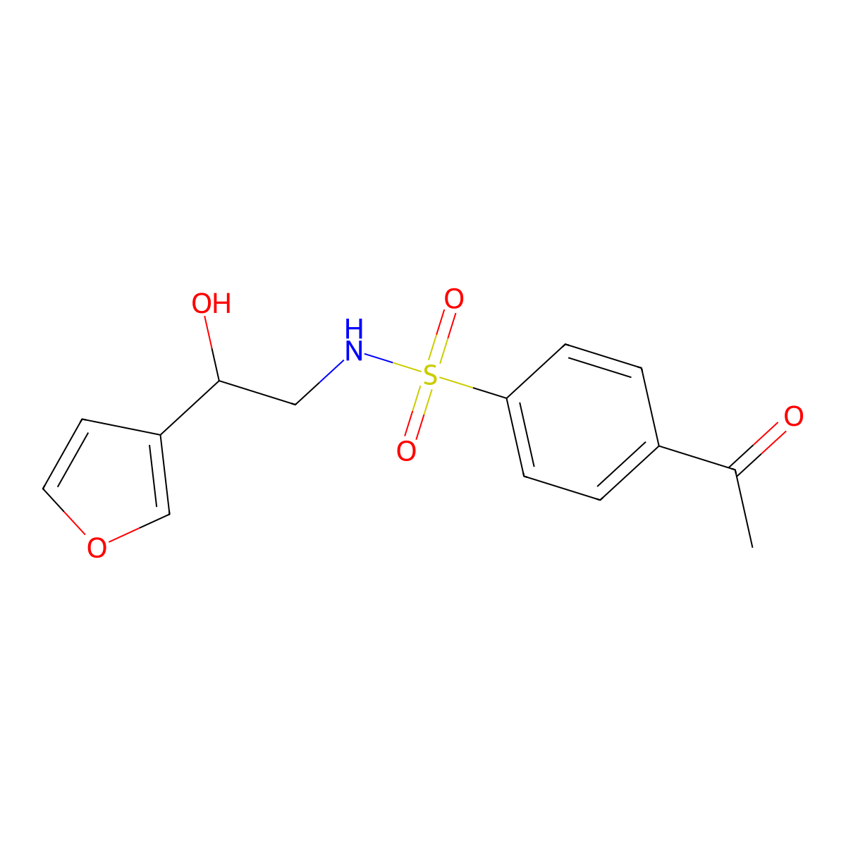 4-acetyl-N-(2-(furan-3-yl)-2-hydroxyethyl)benzenesulfonamide molecular structure, CAS 1396857-17-2