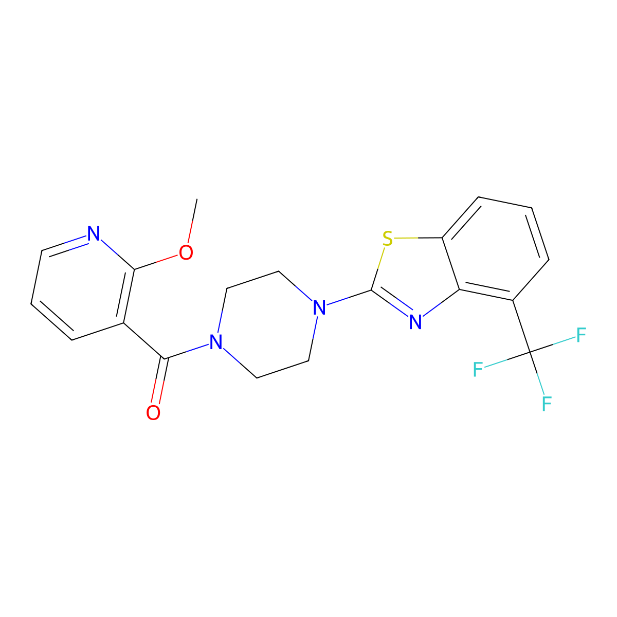 (2-Methoxypyridin-3-yl)(4-(4-(trifluoromethyl)benzo[d]thiazol-2-yl)piperazin-1-yl)methanone molecular structure, CAS 1396857-22-9
