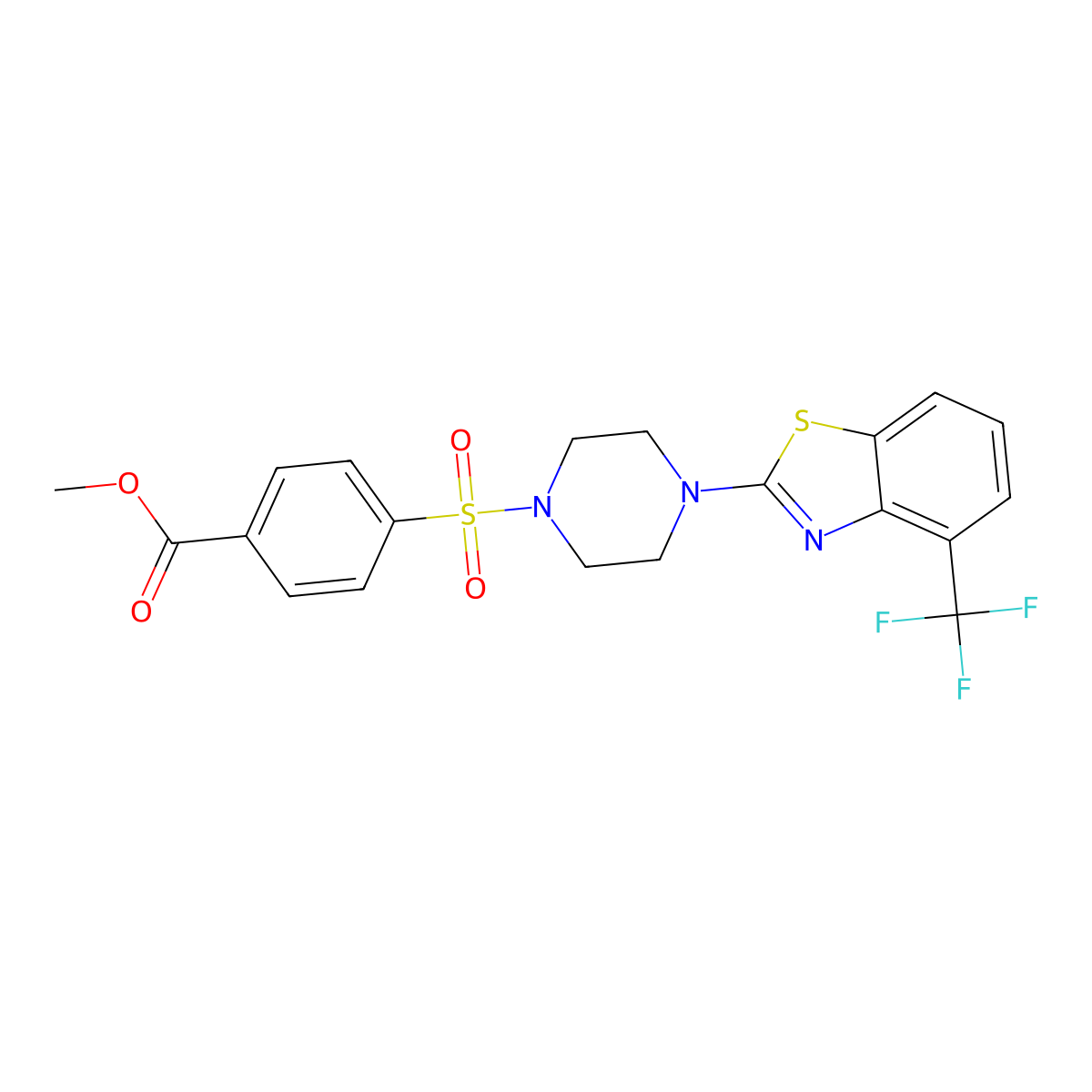 Methyl 4-((4-(4-(trifluoromethyl)benzo[d]thiazol-2-yl)piperazin-1-yl)sulfonyl)benzoate molecular structure, CAS 1396857-28-5