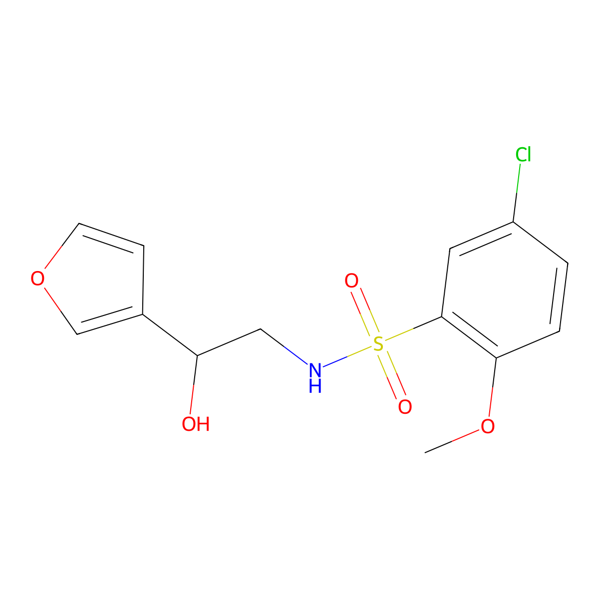 5-chloro-N-(2-(furan-3-yl)-2-hydroxyethyl)-2-methoxybenzenesulfonamide molecular structure, CAS 1396857-30-9