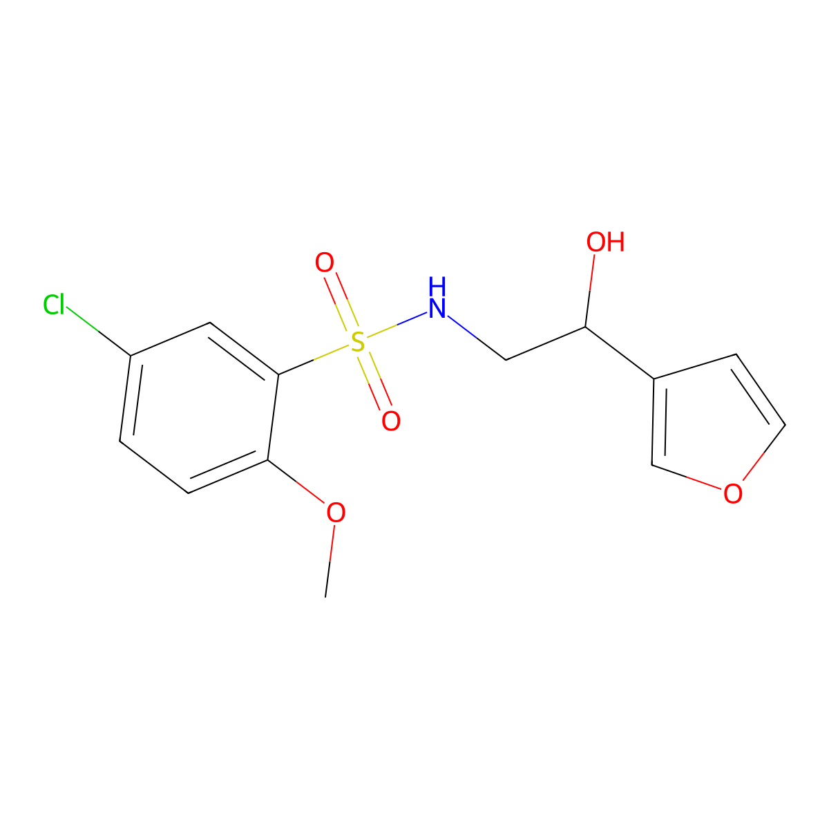 5-chloro-N-(2-(furan-3-yl)-2-hydroxyethyl)-2-methoxybenzenesulfonamide molecular structure, CAS 1396857-30-9