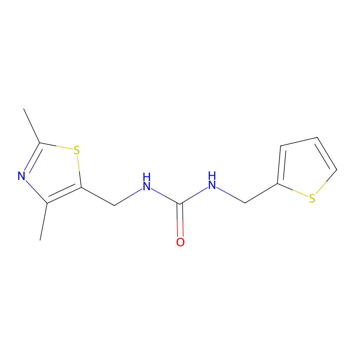 1-((2,4-Dimethylthiazol-5-yl)methyl)-3-(thiophen-2-ylmethyl)urea molecular structure, CAS 1396857-31-0