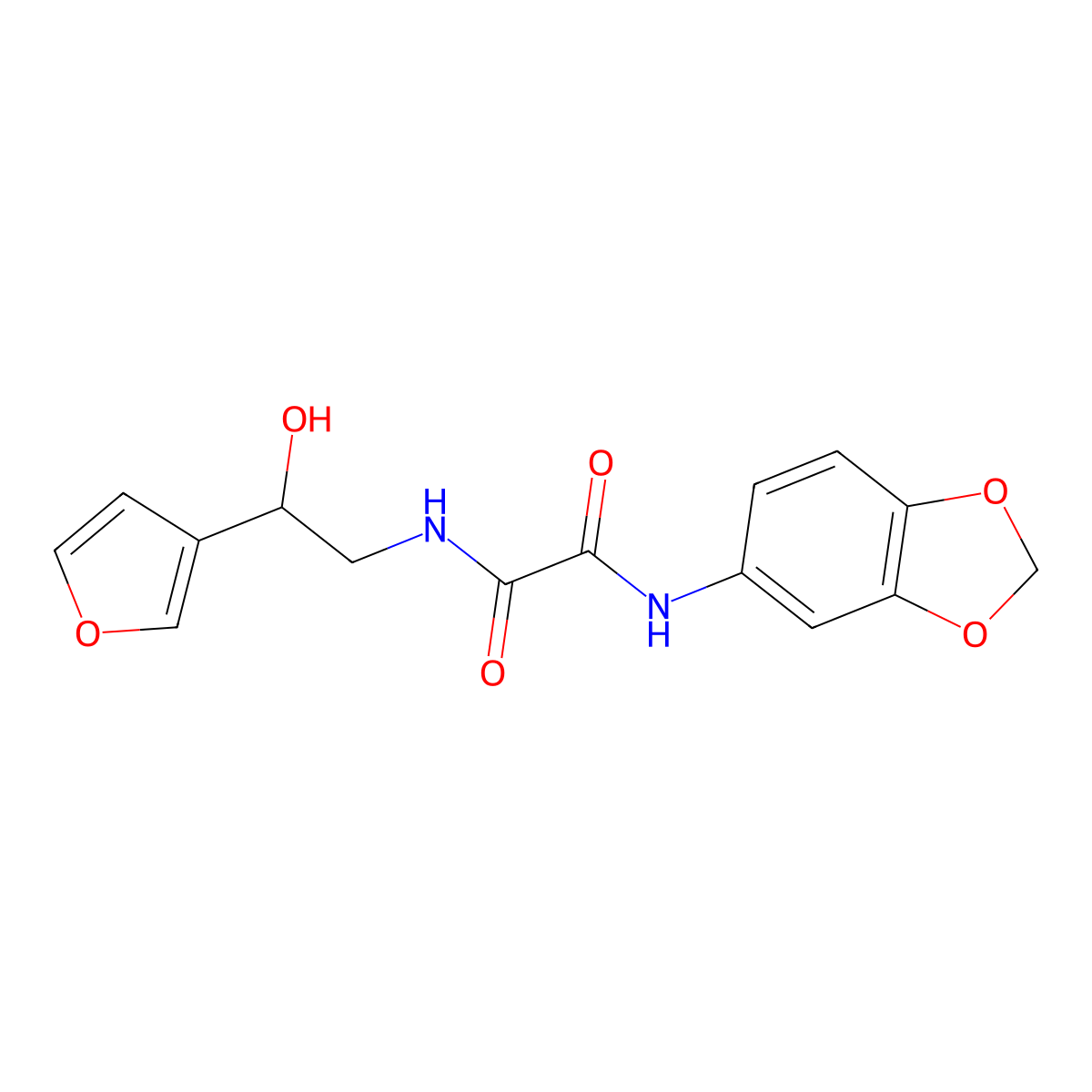 N1-(benzo[d][1,3]dioxol-5-yl)-N2-(2-(furan-3-yl)-2-hydroxyethyl)oxalamide molecular structure, CAS 1396857-40-1