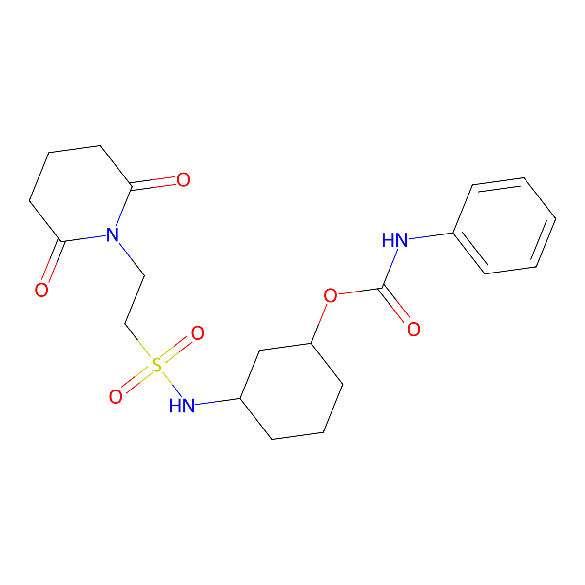 3-(2-(2,6-Dioxopiperidin-1-yl)ethylsulfonamido)cyclohexyl phenylcarbamate molecular structure, CAS 1396857-41-2