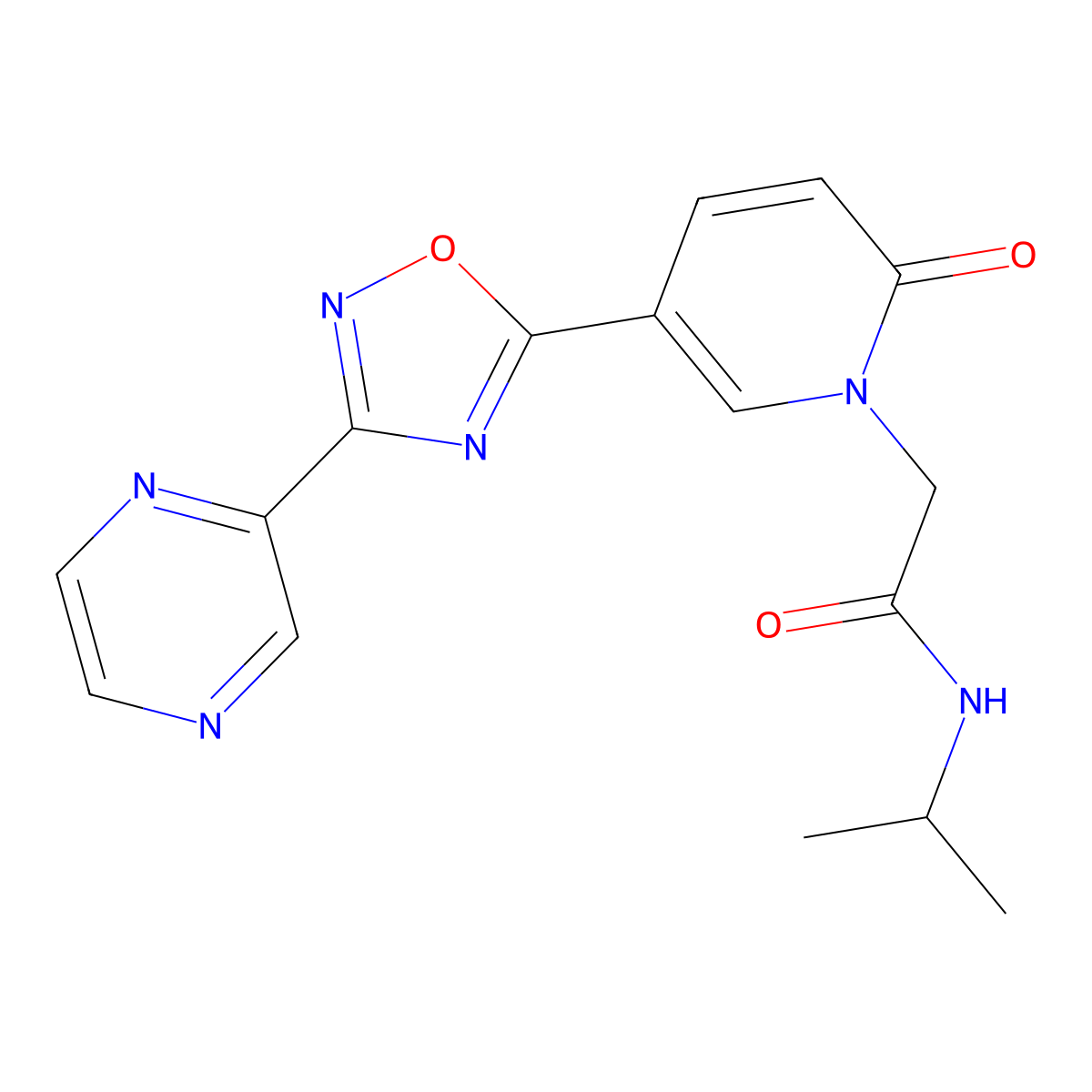 N-isopropyl-2-[2-oxo-5-(3-pyrazin-2-yl-1,2,4-oxadiazol-5-yl)pyridin-1(2H)-yl]acetamide molecular structure, CAS 1396857-46-7