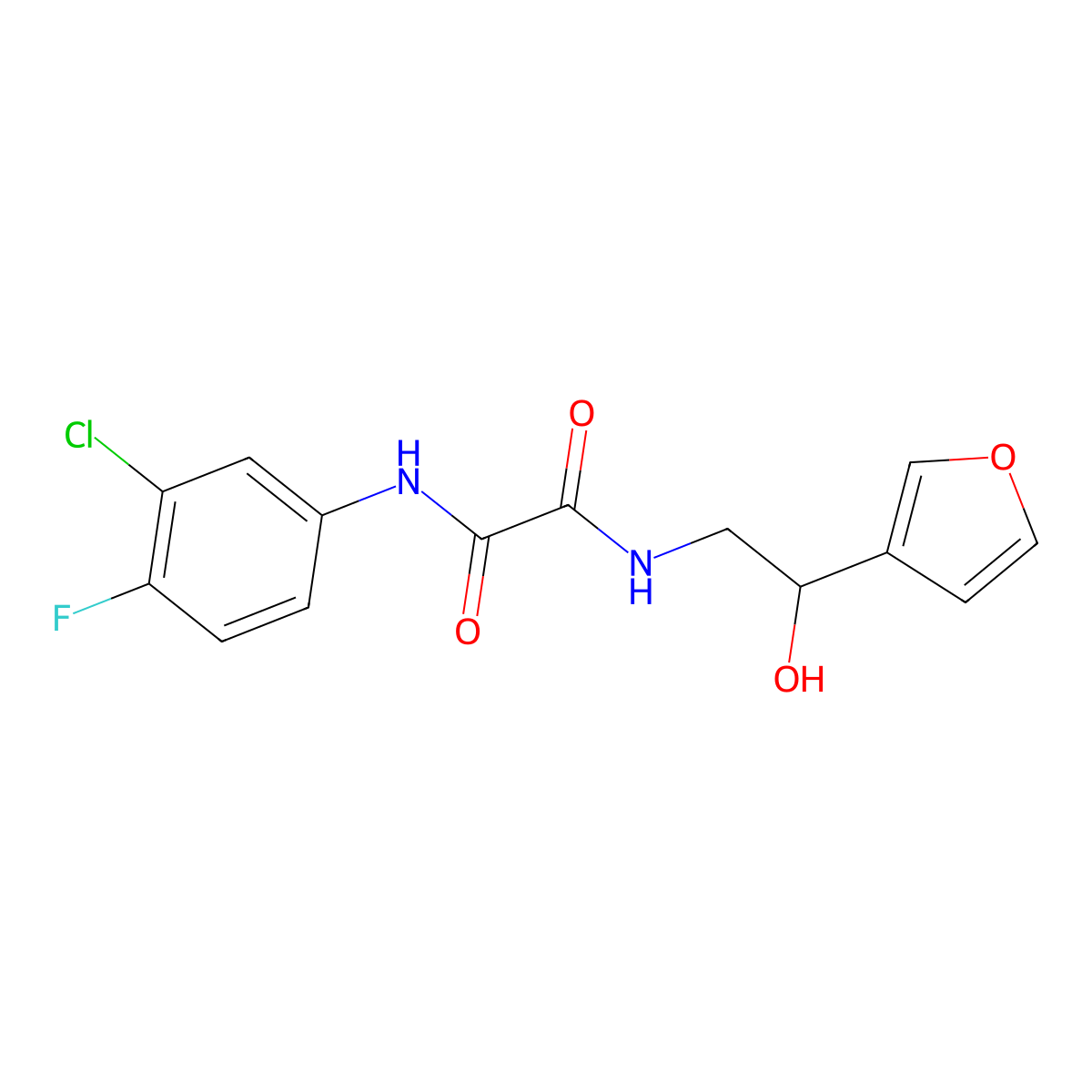 N1-(3-chloro-4-fluorophenyl)-N2-(2-(furan-3-yl)-2-hydroxyethyl)oxalamide molecular structure, CAS 1396857-47-8