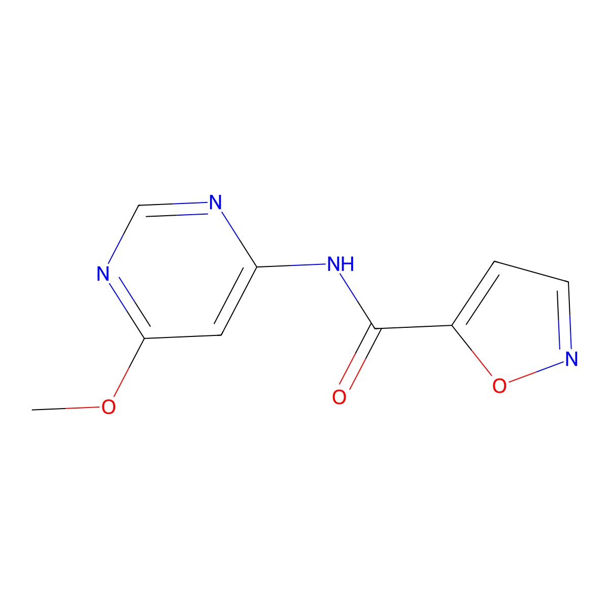 N-(6-methoxypyrimidin-4-yl)isoxazole-5-carboxamide molecular structure, CAS 1396857-50-3