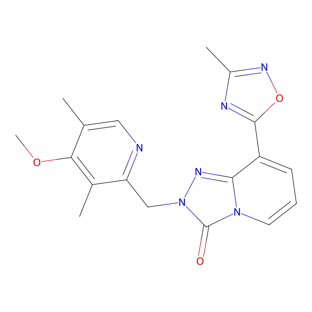 2-[(4-methoxy-3,5-dimethylpyridin-2-yl)methyl]-8-(3-methyl-1,2,4-oxadiazol-5-yl)[1,2,4]triazolo[4,3-a]pyridin-3(2H)-one molecular structure, CAS 1396857-51-4