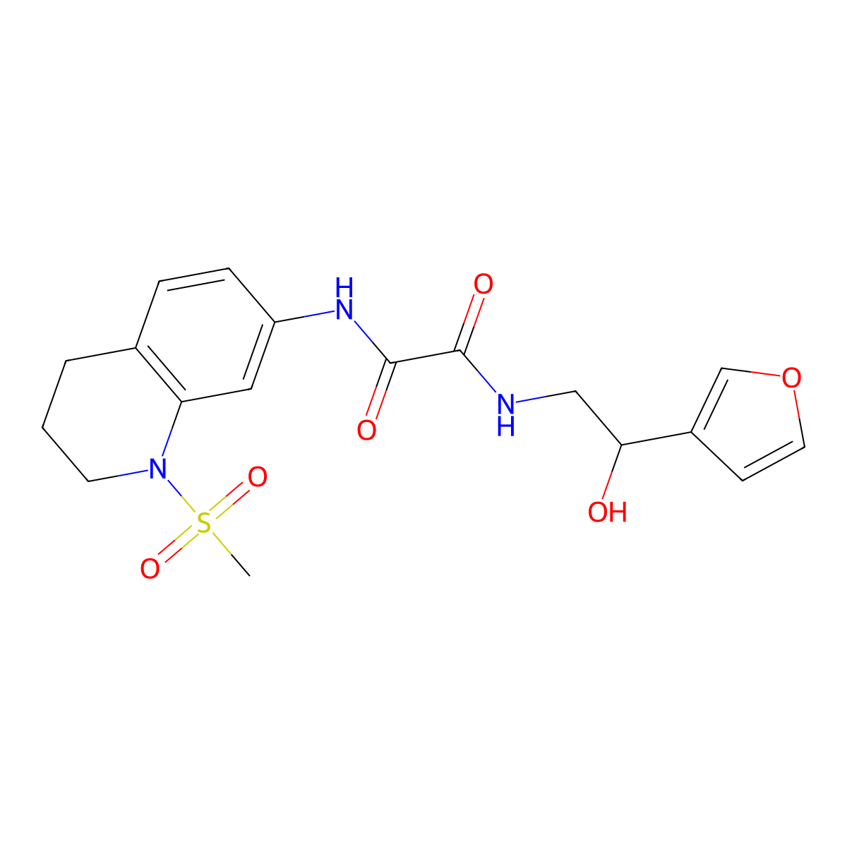 N1-(2-(furan-3-yl)-2-hydroxyethyl)-N2-(1-(methylsulfonyl)-1,2,3,4-tetrahydroquinolin-7-yl)oxalamide molecular structure, CAS 1396857-52-5
