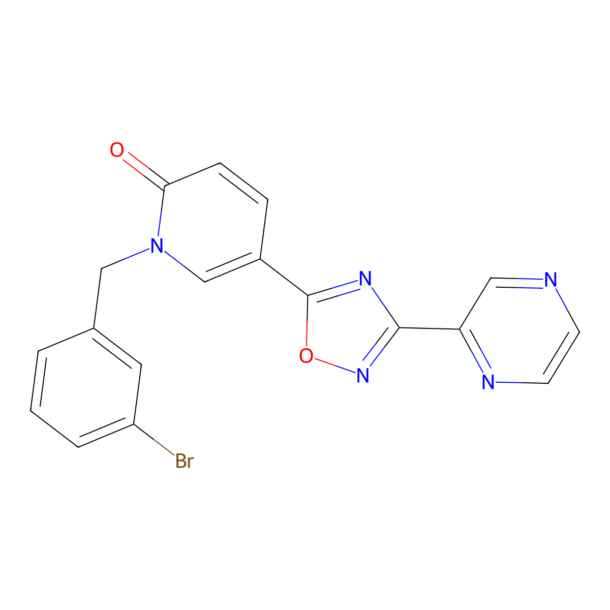 1-(3-bromobenzyl)-5-(3-(pyrazin-2-yl)-1,2,4-oxadiazol-5-yl)pyridin-2(1H)-one molecular structure, CAS 1396857-54-7