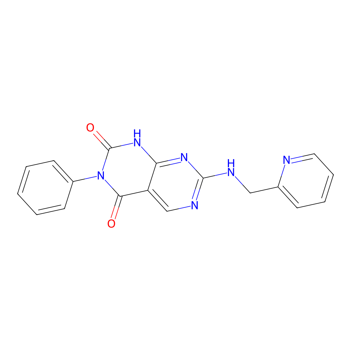3-phenyl-7-[(pyridin-2-ylmethyl)amino]pyrimido[4,5-d]pyrimidine-2,4(1H,3H)-dione molecular structure, CAS 1396857-56-9