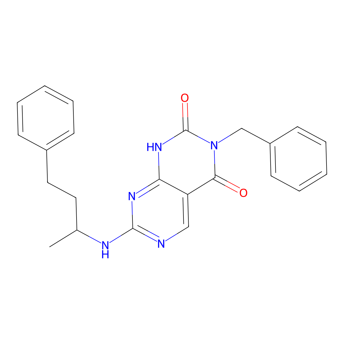 3-benzyl-7-((4-phenylbutan-2-yl)amino)pyrimido[4,5-d]pyrimidine-2,4(1H,3H)-dione molecular structure, CAS 1396857-69-4