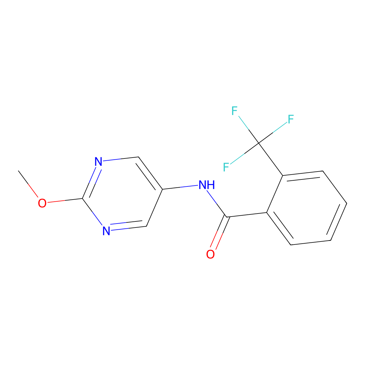 N-(2-methoxypyrimidin-5-yl)-2-(trifluoromethyl)benzamide molecular structure, CAS 1396857-71-8