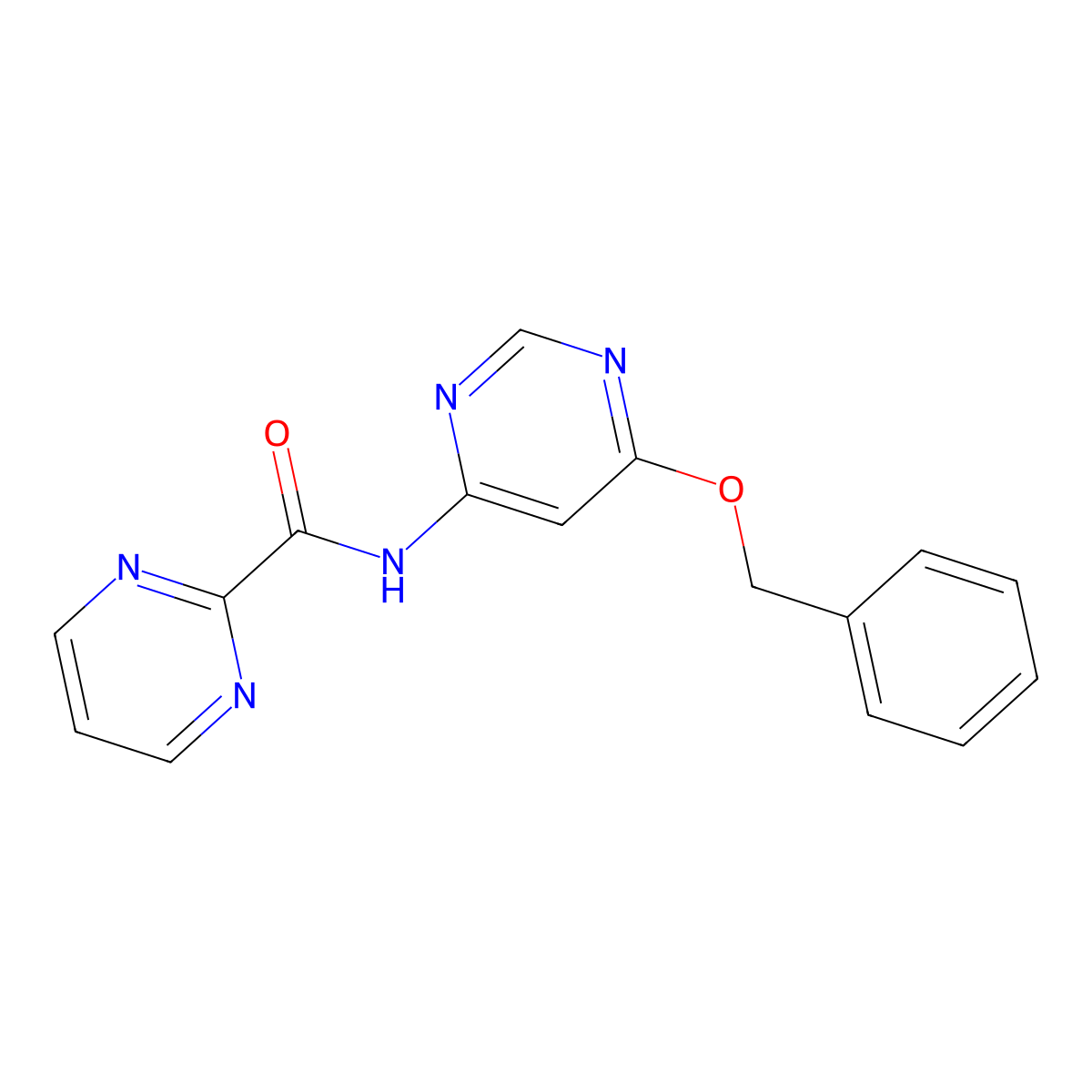 N-(6-(benzyloxy)pyrimidin-4-yl)pyrimidine-2-carboxamide molecular structure, CAS 1396857-73-0