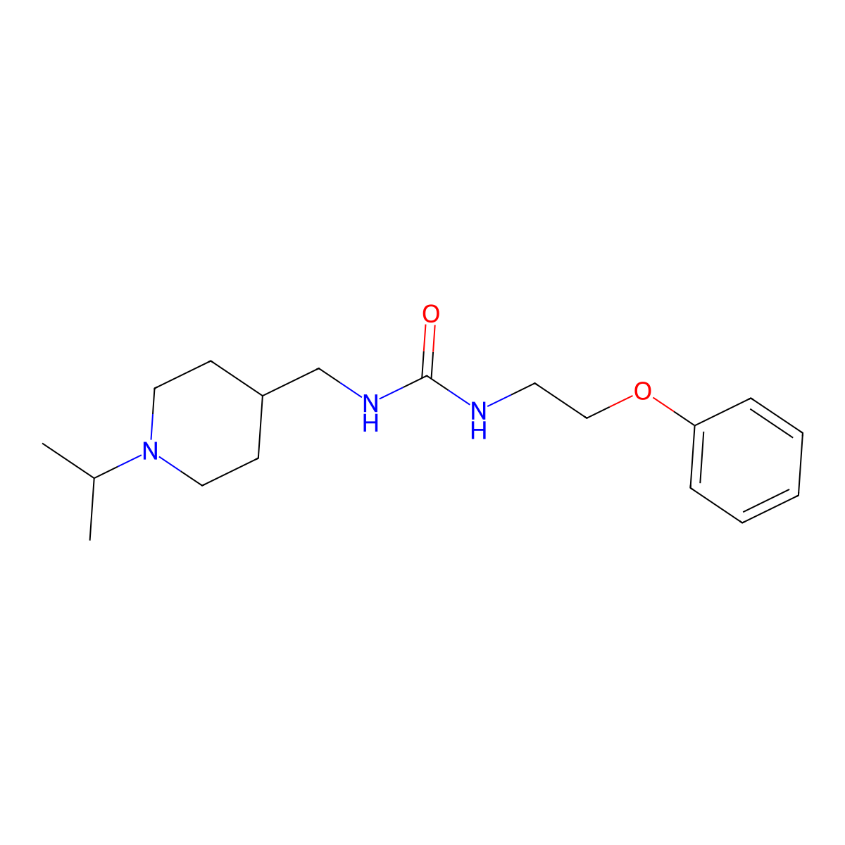 1-(2-Phenoxyethyl)-3-{[1-(propan-2-yl)piperidin-4-yl]methyl}urea molecular structure, CAS 1396857-84-3