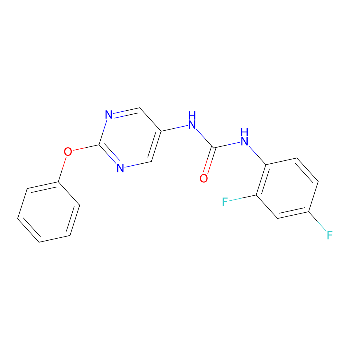 1-(2,4-Difluorophenyl)-3-(2-phenoxypyrimidin-5-yl)urea molecular structure, CAS 1396857-96-7