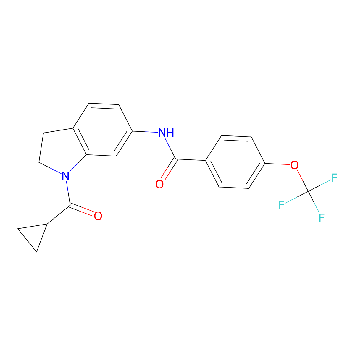 N-(1-(cyclopropanecarbonyl)indolin-6-yl)-4-(trifluoromethoxy)benzamide molecular structure, CAS 1396858-00-6