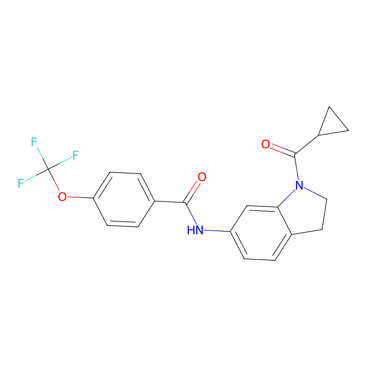 N-(1-(cyclopropanecarbonyl)indolin-6-yl)-4-(trifluoromethoxy)benzamide molecular structure, CAS 1396858-00-6