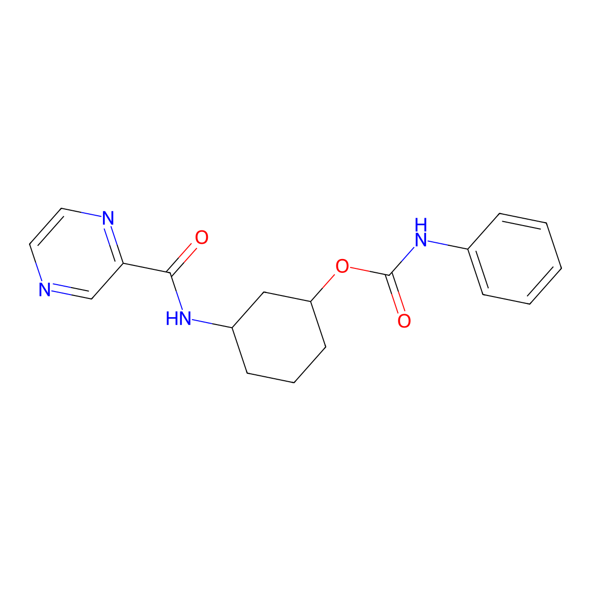 3-(Pyrazine-2-carboxamido)cyclohexyl phenylcarbamate molecular structure, CAS 1396858-03-9