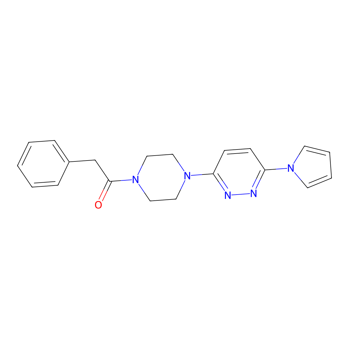 1-(4-(6-(1H-pyrrol-1-yl)pyridazin-3-yl)piperazin-1-yl)-2-phenylethanone molecular structure, CAS 1396858-04-0