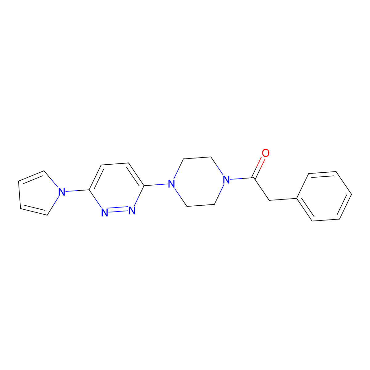1-(4-(6-(1H-pyrrol-1-yl)pyridazin-3-yl)piperazin-1-yl)-2-phenylethanone molecular structure, CAS 1396858-04-0