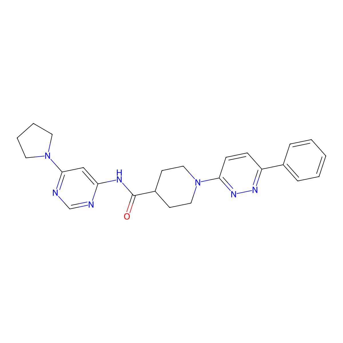 1-(6-phenylpyridazin-3-yl)-N-[6-(pyrrolidin-1-yl)pyrimidin-4-yl]piperidine-4-carboxamide molecular structure, CAS 1396858-11-9