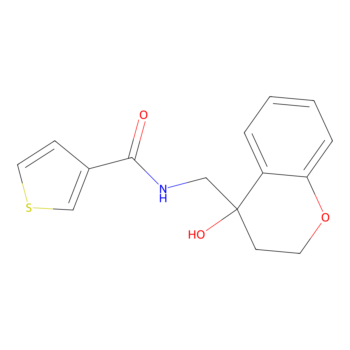 N-((4-hydroxychroman-4-yl)methyl)thiophene-3-carboxamide molecular structure, CAS 1396858-13-1
