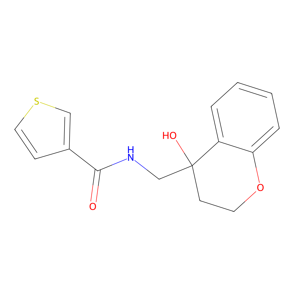 N-((4-hydroxychroman-4-yl)methyl)thiophene-3-carboxamide molecular structure, CAS 1396858-13-1