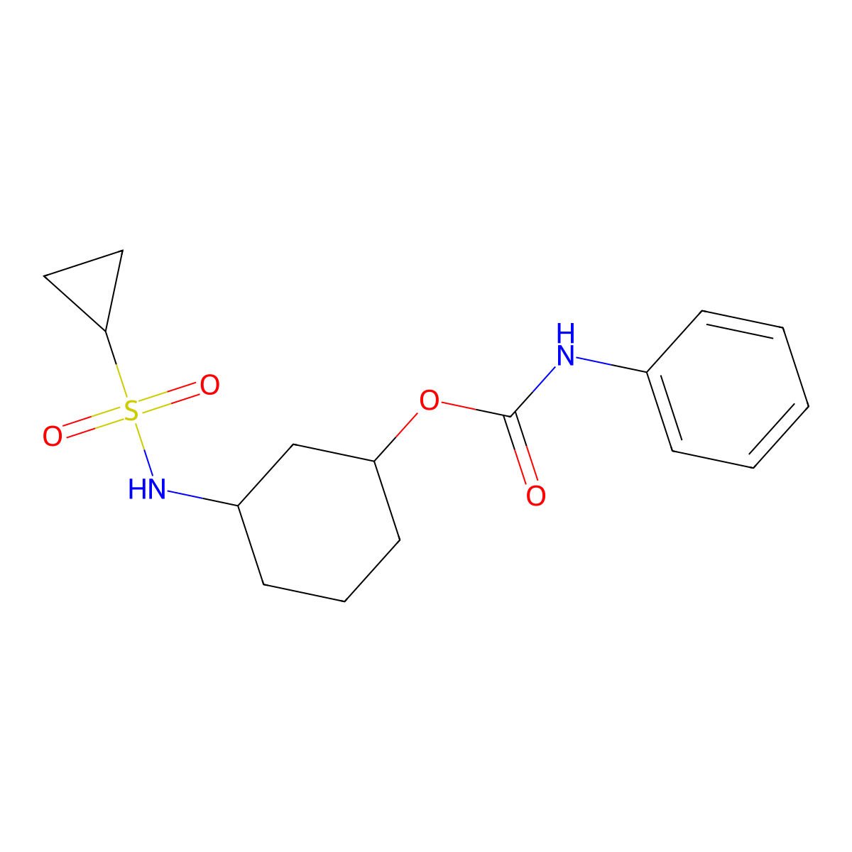 3-(Cyclopropanesulfonamido)cyclohexyl phenylcarbamate molecular structure, CAS 1396858-14-2
